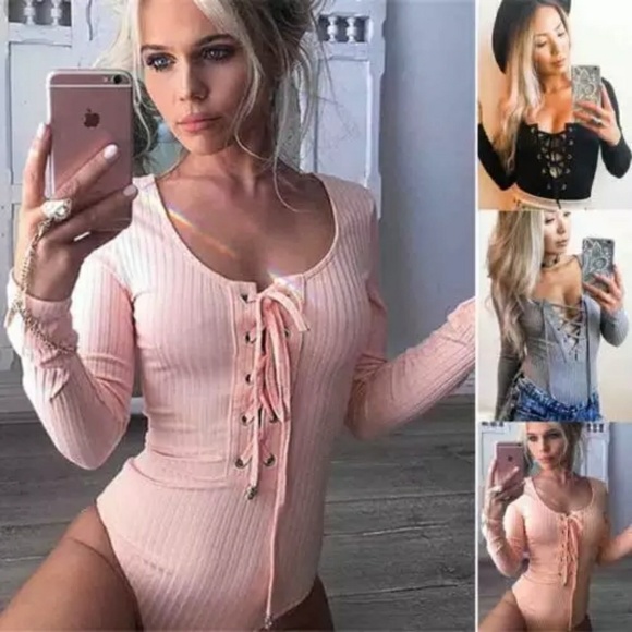 Other - PINK LACE UP BODYSUIT